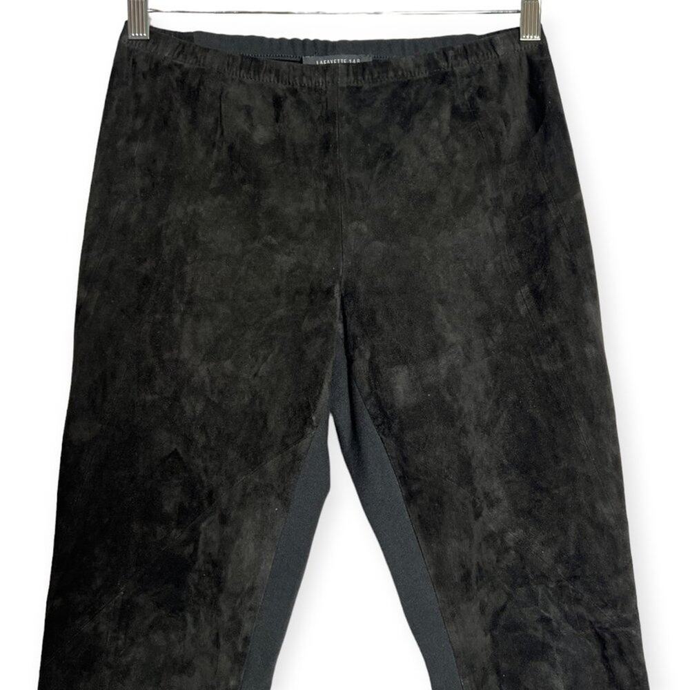 Lafayette 148 Suede Front Stretch Skinny Pant SIZE S Black Ponte Back Legging - Picture 8 of 11